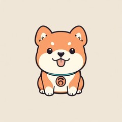 Obraz premium Happy cartoon chiba puppy cute illustration 
