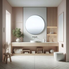 Fototapeta na wymiar Minimalist bathroom design for functionality and calmness