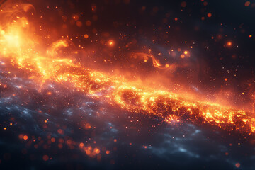 Vivid orange and blue fiery space filled with stars abstract wallpaper background