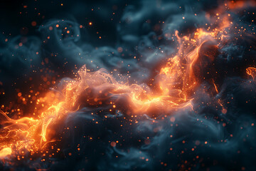 Fiery abstract smoke and fire backdrop abstract wallpaper background - obrazy, fototapety, plakaty