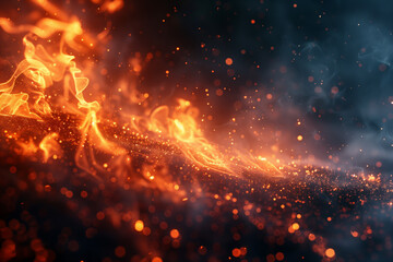 Blurry fire and smoke on black backdrop abstract wallpaper background - obrazy, fototapety, plakaty