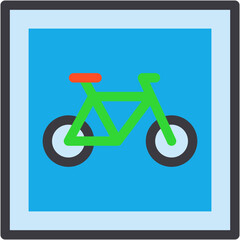 Bike Lane, Traffic Sign, Cycling, Route, Circulation, Transportation Icon