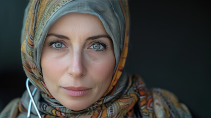 Medical Expertise: Woman with Headscarf and Stethoscope in Clinical Environment