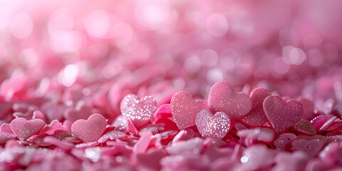 Obraz premium Festive valentine background with pink hearts, suitable for romantic events and celebrations.
