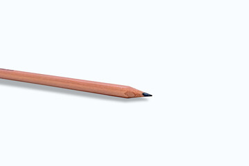 a wooden pencil with a black sharp tip is shown in a white background mockup 3D