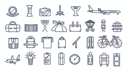 Airport terminal navigation pictogram set Signage sys