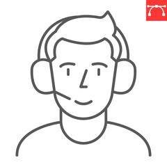 Learning support line icon, business and hotline, operator vector icon, vector graphics, editable stroke outline sign, eps 10.