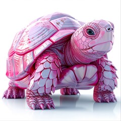 A pink turtle with a surprised expression on its face - obrazy, fototapety, plakaty