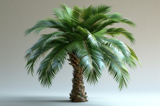 a photo of a single palm tree against a white background