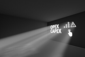 OPEX CAPEX rays volume light concept 3d illustration - obrazy, fototapety, plakaty