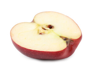 Half of ripe red apple on white background