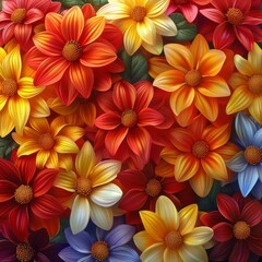 Obraz premium A variety of colorful flowers are in full bloom.