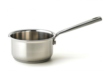 stainless steel pan isolated,  A stainless steel saucepan isolated on white
