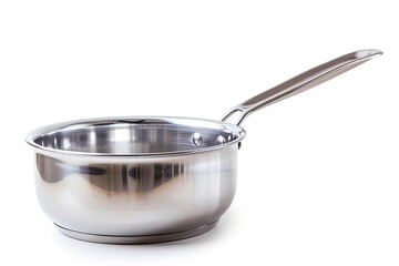 stainless steel pan isolated,  A stainless steel saucepan isolated on white