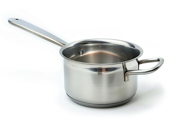 stainless steel pan isolated,  A stainless steel saucepan isolated on white