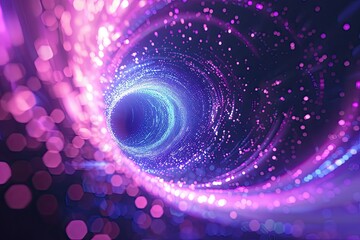3D Abstract blue and purple particles vortex design Digital light glow particle tornado background