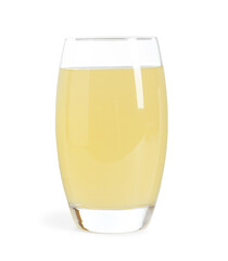Refreshing lemon juice in glass isolated on white