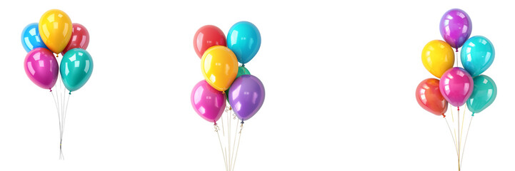 Colorful party balloons isolated on transparent background 
