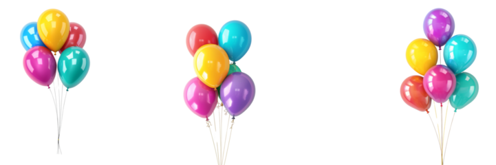 Colorful party balloons isolated on transparent background 