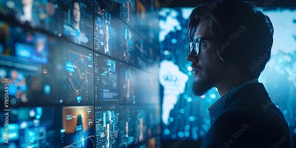 Poster secure video conferencing session with end to end encryption showcasing professionals discussing sen