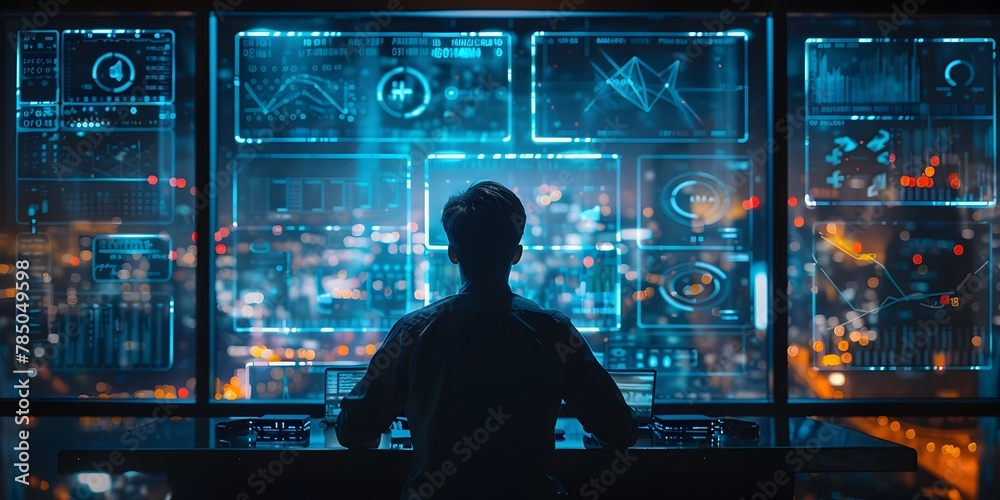 Aufkleber cybersecurity analyst monitoring real time data from iot devices to detect and respond to unusual ac