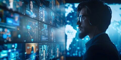 Secure Video Conferencing Session with End to End Encryption Showcasing Professionals Discussing Sensitive Information on Futuristic Digital Interface