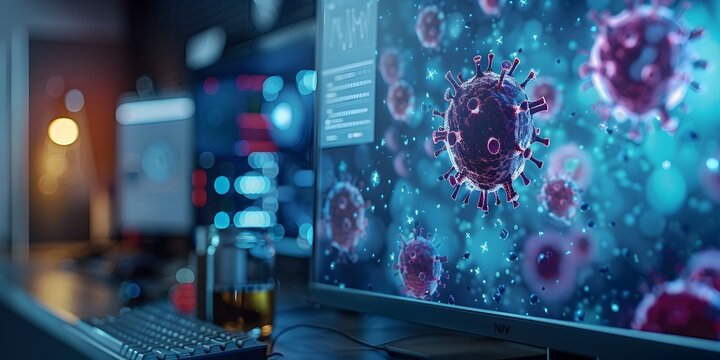 Antivirus Software Running a Comprehensive System Scan to Detect and Eliminate Viruses and Malware for Robust Cybersecurity on Desktop Computer - Powered by Adobe
