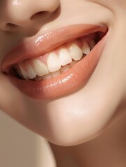 Obraz premium A close-up image that captures the essence of a perfect and adorable array of teeth, featuring bright and healthy teeth that sparkle with natural beauty.