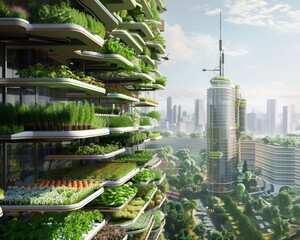 Obraz premium Through automated urban farming technologies, agriculture is redefined by the capabilities of high-efficiency food production methods.