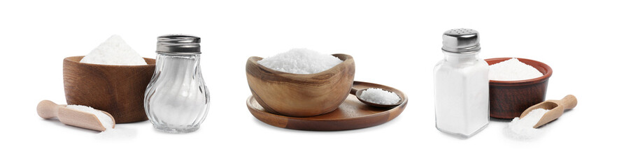 Set of natural salt isolated on white