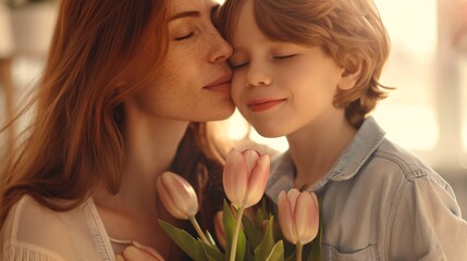 Fototapeta premium A Tender Mother-Son Embrace