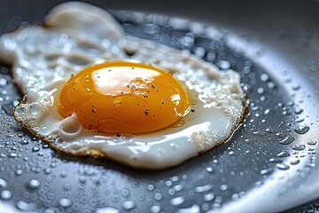 Frying Egg in a Cooking Pan in Domestic Kitchen