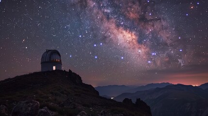 Earth Day celebration at a highaltitude astronomical observatory, stars over mountains