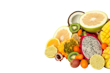 PNG, Set of tropical fruits, isolated on white background, space for text