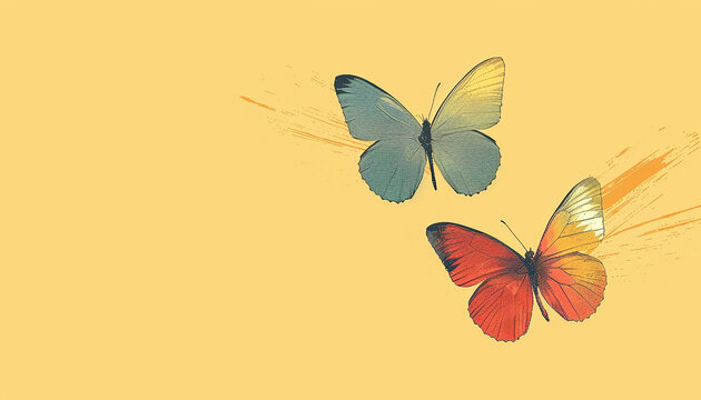 Simple butterfly background concept illustration with empty space at oe side 