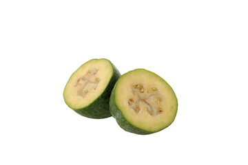 PNG, Two half of feijoa, isolated on white background