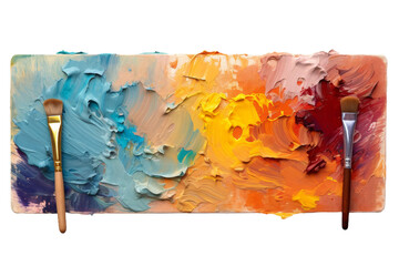 A Splash of Creativity: Palette of Paint and Brush on White Background. On White or PNG Transparent Background.