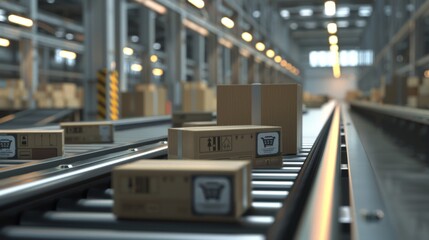 A Conveyor Belt in Warehouse.