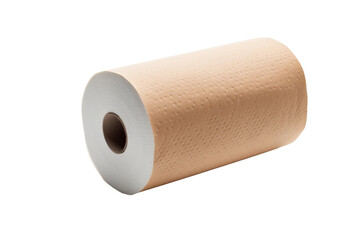 Fototapeta premium Textured paper towel roll, beige embossed kitchen cleaning tissue, household absorbent wipe for hygiene and sanitation PNG isolated on Transparent Background