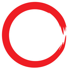 Red Zen Japanese Circle Brush Stroke Sumi-e Vector Illustration Ink Logo Design Vector Art