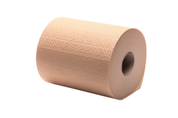 Soft Cloud Unraveled: A Roll of Toilet Paper Rests on a White Canvas. On White or PNG Transparent Background.