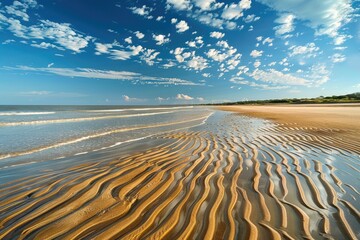 Landscape patterns of sand on a beach - obrazy, fototapety, plakaty