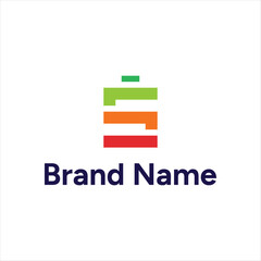 Minimalist Letter S battery Logo. Suitable for renewable technology company or environment company