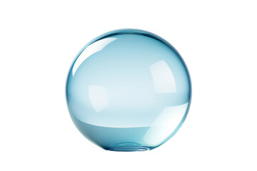 Ethereal Blue Glass Sphere Illuminating White Space. On White or PNG Transparent Background.