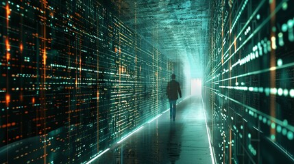 A virtual data tunnel, safeguarded by layers of cybersecurity, ensuring safe data travel