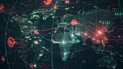 Fototapeta premium Realtime monitoring of a global network, ensuring seamless information protection