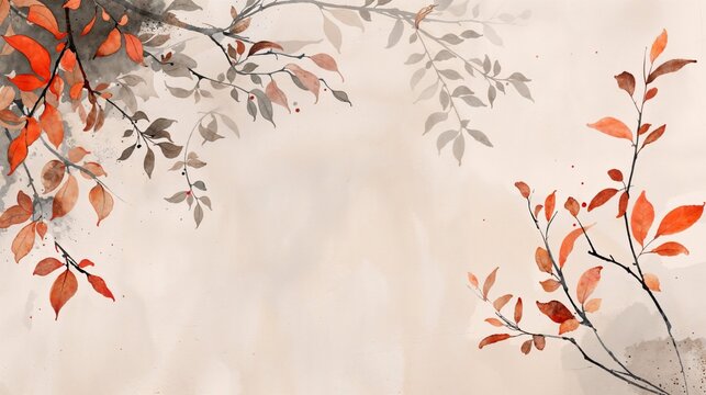 Botanical Illustration Background with copy-space. Contemporary Art Wallpaper.