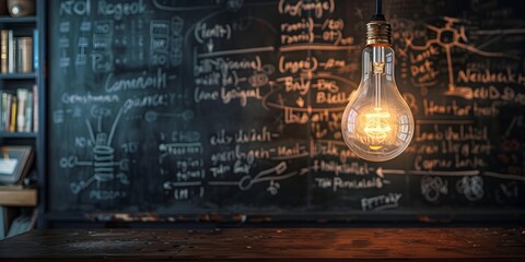 Illuminated Chalkboard with Complex Mathematical Equations Highlighting Analytical Thinking and Problem Solving