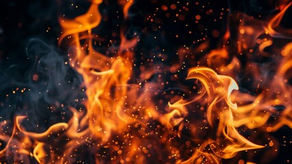 fire on black, a close-up of vibrant, dancing flames against a black background