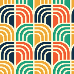 illustration vector seamless geometric pattern in retro style